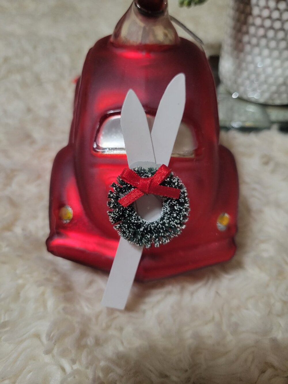 Department 56 Volkswagen Beetle Oversized Mercury Glass Ornament  6" X 5" - Picture 7 of 14